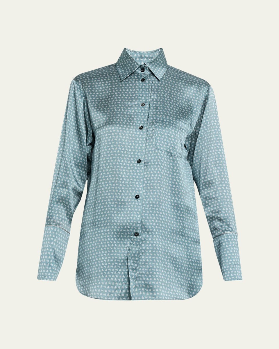 Moi Et Toi Silk Button-Front Nightshirt